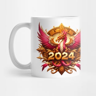 Wooden Gold Pink Dragon 2024 Mug